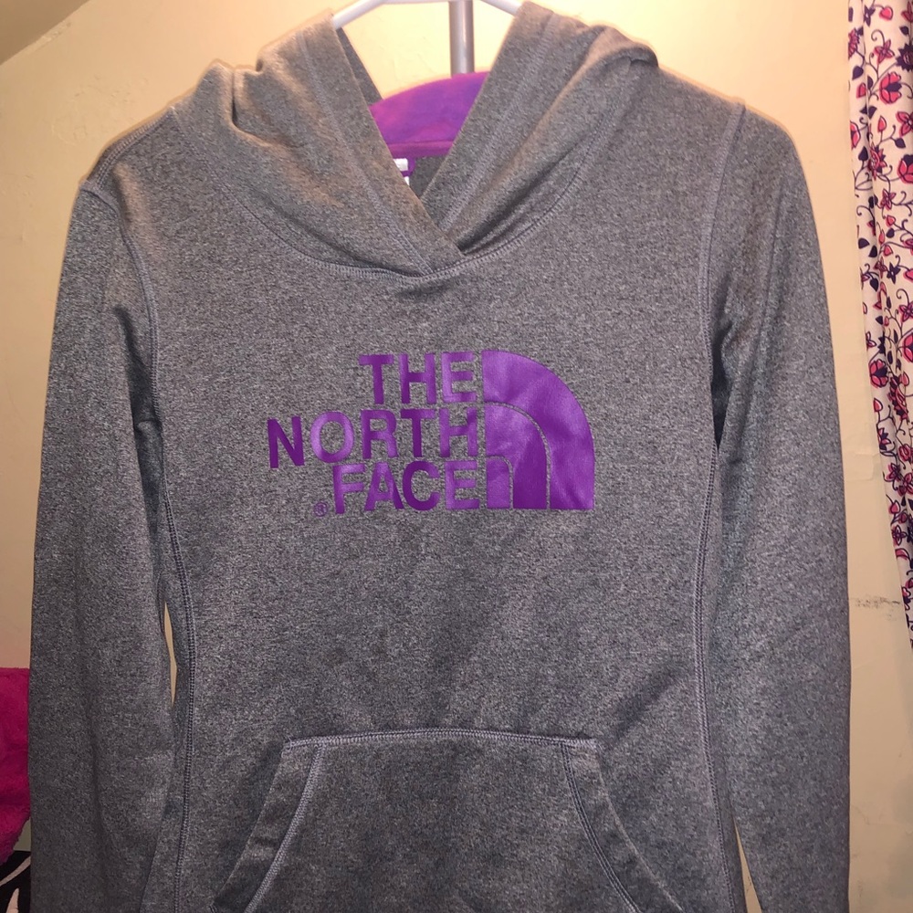 Womens S, Grey and purple North Face sweatshirt